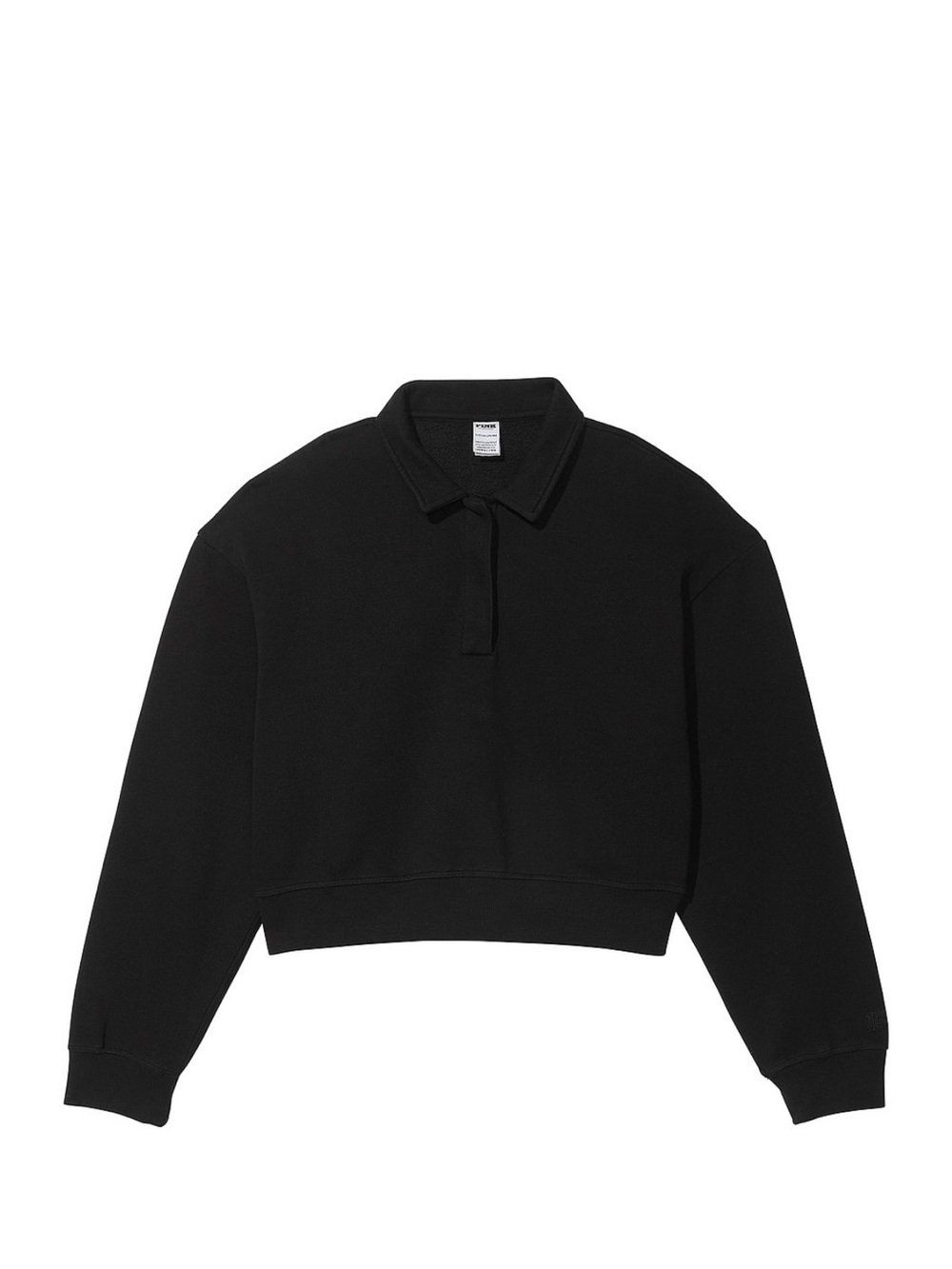 PINK Victoria's Secret Black Cropped Polo pullover Sweatshirt New size Medium